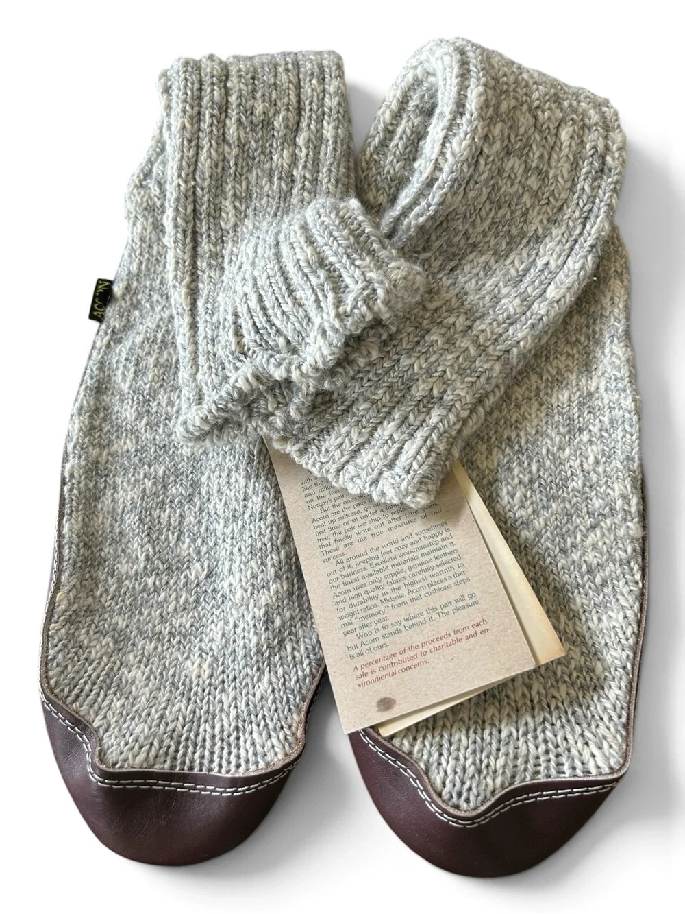 Acorn THE ORIGINAL SLIPPER SOCK Knit Brown Leather Suede Sole Gender Neutral